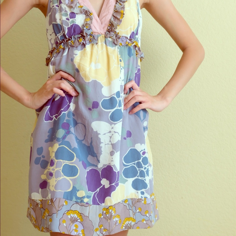 Silk babydoll floral print dress